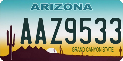 AZ license plate AAZ9533