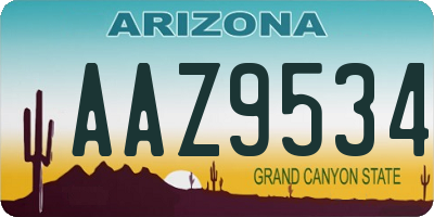 AZ license plate AAZ9534