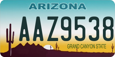 AZ license plate AAZ9538