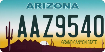 AZ license plate AAZ9540