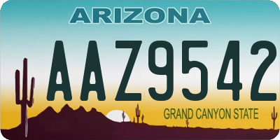 AZ license plate AAZ9542