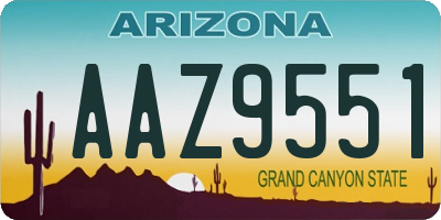 AZ license plate AAZ9551