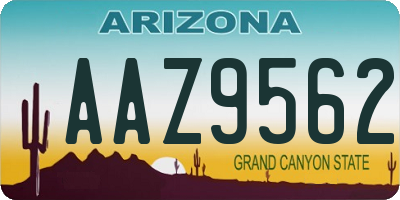 AZ license plate AAZ9562