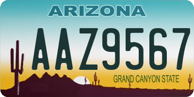 AZ license plate AAZ9567