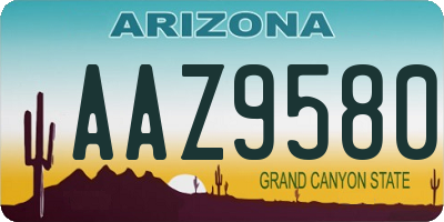 AZ license plate AAZ9580