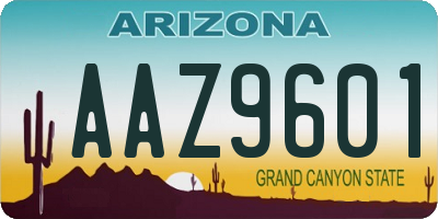 AZ license plate AAZ9601