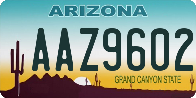 AZ license plate AAZ9602