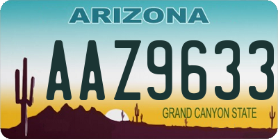AZ license plate AAZ9633