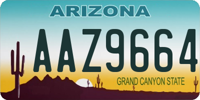 AZ license plate AAZ9664