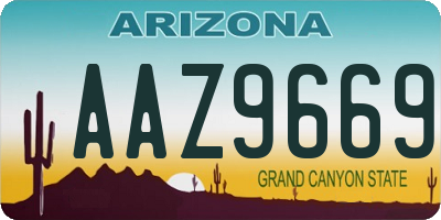 AZ license plate AAZ9669