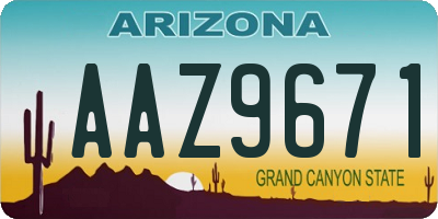 AZ license plate AAZ9671