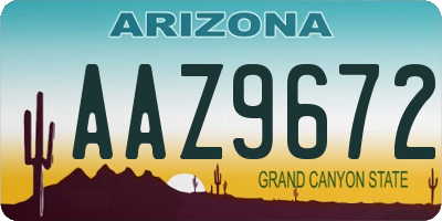 AZ license plate AAZ9672