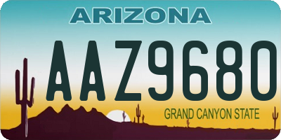 AZ license plate AAZ9680