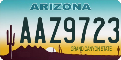 AZ license plate AAZ9723
