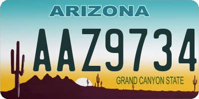 AZ license plate AAZ9734