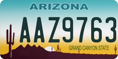 AZ license plate AAZ9763