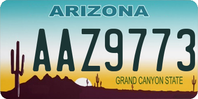 AZ license plate AAZ9773