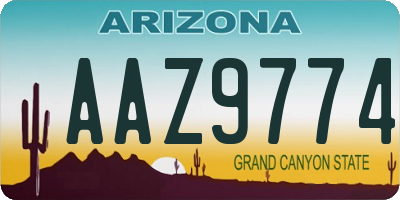 AZ license plate AAZ9774