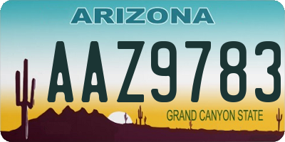 AZ license plate AAZ9783