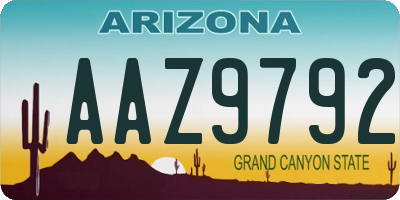 AZ license plate AAZ9792