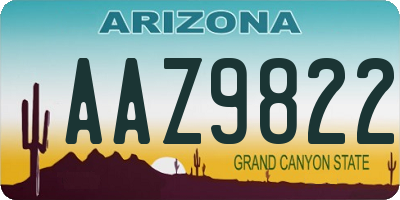 AZ license plate AAZ9822