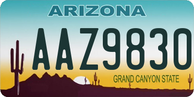 AZ license plate AAZ9830
