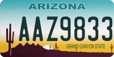 AZ license plate AAZ9833