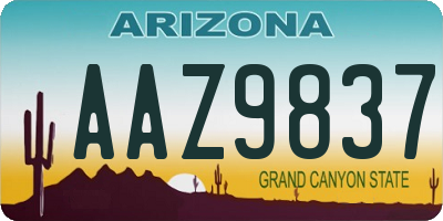 AZ license plate AAZ9837