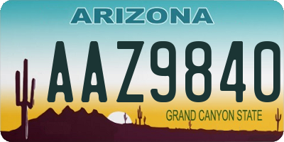 AZ license plate AAZ9840