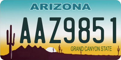 AZ license plate AAZ9851