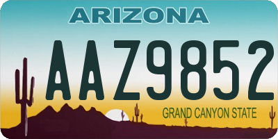 AZ license plate AAZ9852