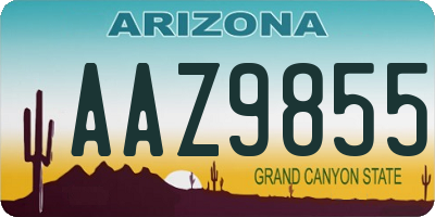 AZ license plate AAZ9855