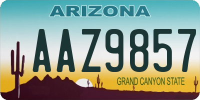AZ license plate AAZ9857