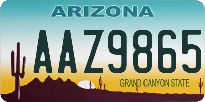 AZ license plate AAZ9865