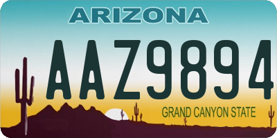 AZ license plate AAZ9894