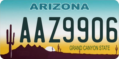 AZ license plate AAZ9906