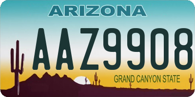 AZ license plate AAZ9908