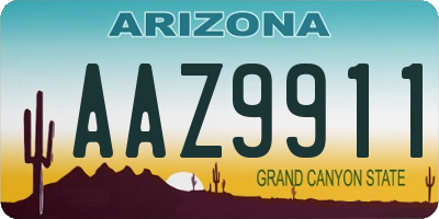 AZ license plate AAZ9911