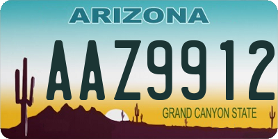 AZ license plate AAZ9912