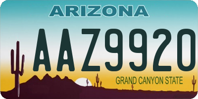 AZ license plate AAZ9920