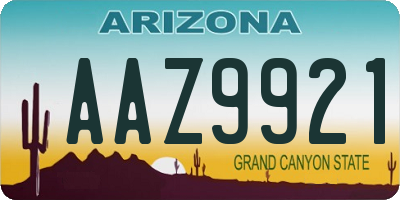 AZ license plate AAZ9921