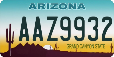 AZ license plate AAZ9932