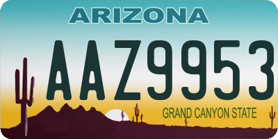AZ license plate AAZ9953