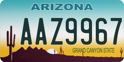 AZ license plate AAZ9967
