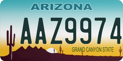 AZ license plate AAZ9974