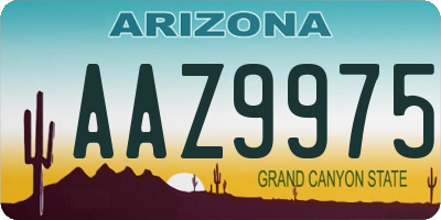 AZ license plate AAZ9975