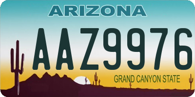 AZ license plate AAZ9976