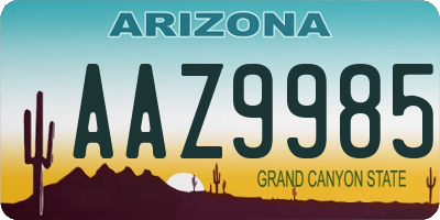 AZ license plate AAZ9985