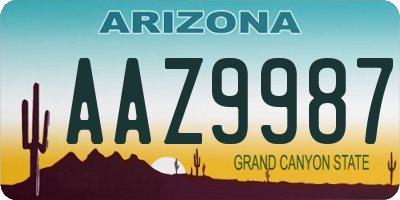AZ license plate AAZ9987