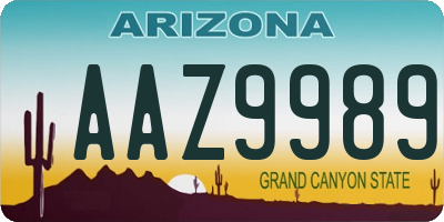 AZ license plate AAZ9989